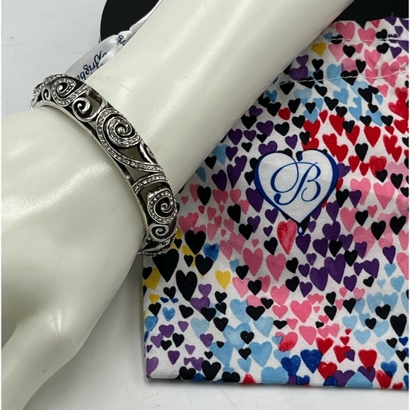 BRIGHTON Vintage ANAHITA Scrolled Crystal Hinged Bangle Bracelet Retired #476 - Picture 2 of 9